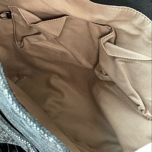 Camila Alves MUXO Black Snakeskin Print Fringe Leather Hobo Bag - Picture 8 of 16